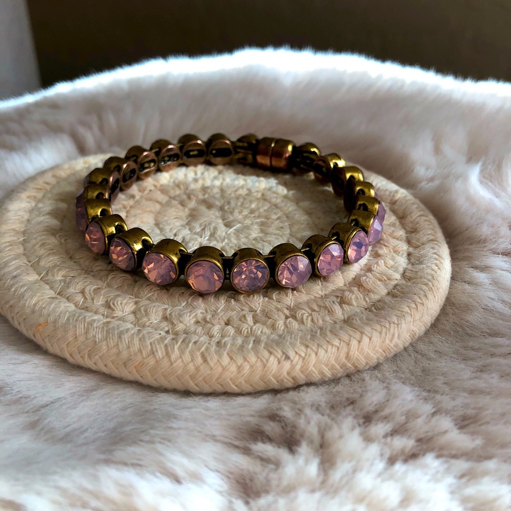 Pink and gold tone magnetic close bracelet